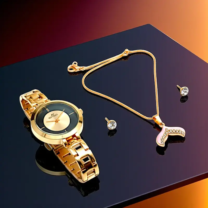Uk-1013 Stylish Women’S Jewelry Combo – Watch, Necklace & Earrings Gift Set (Multiple Designs) 1