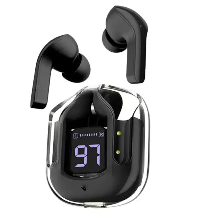 Ultrapod Wireless Bluetooth Earbuds – Transparent Charging Case, Anc, Led Display & Touch Controls 1