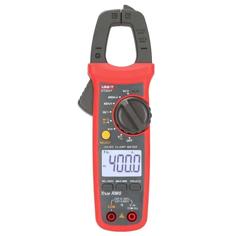 Uni-T Ut203+ Digital Clamp Meter – True Rms Ac/Dc Current & Voltage Tester (400A/400V) 1