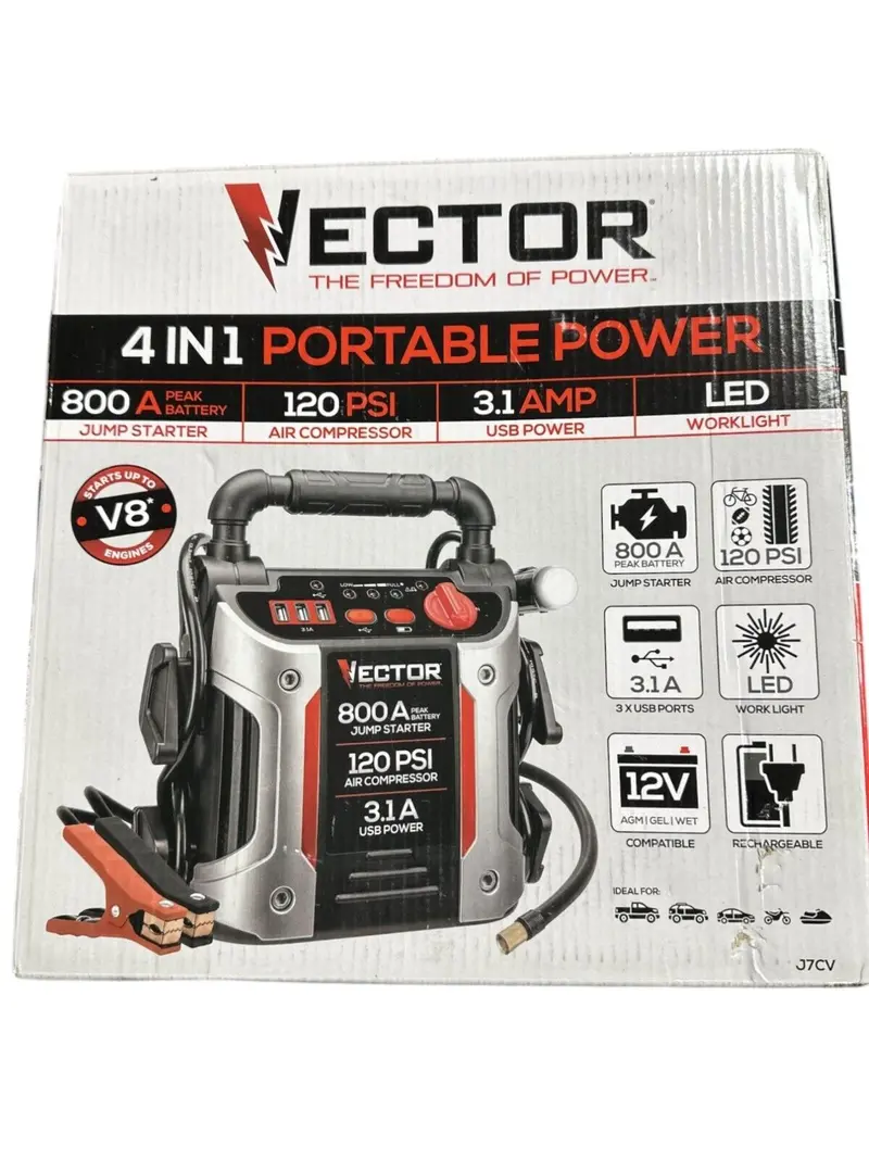 Vector J7Cv 800A Portable Jump Starter – Compact Automotive Power Pack 1