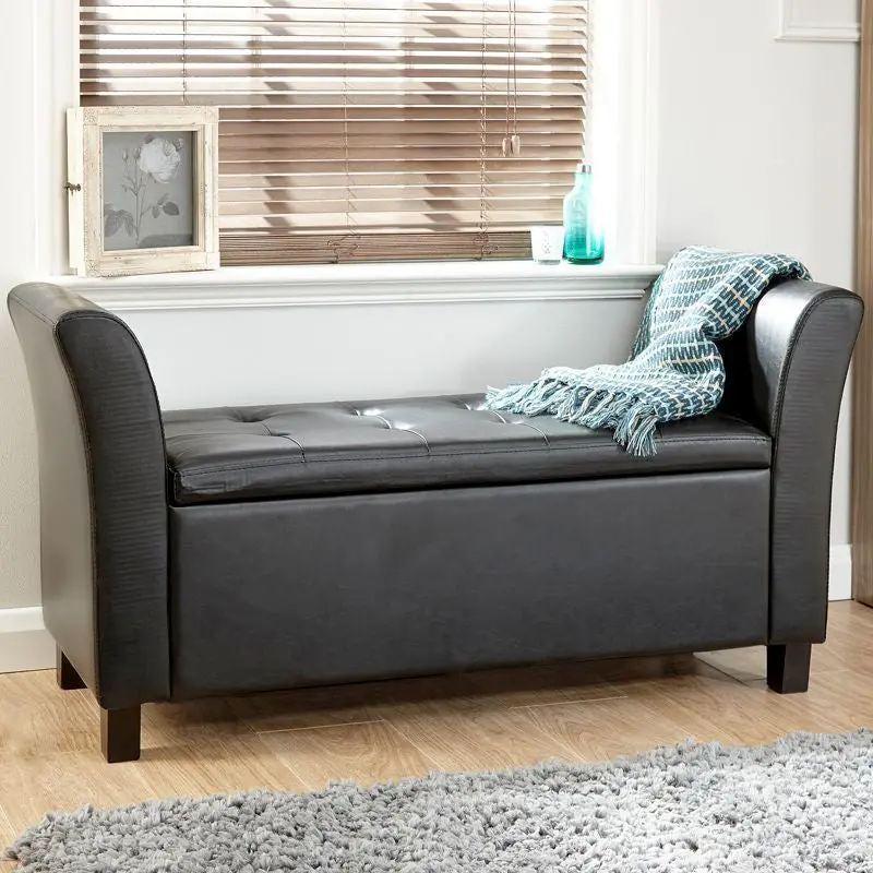 Verona Black Faux Leather Window Seat 1