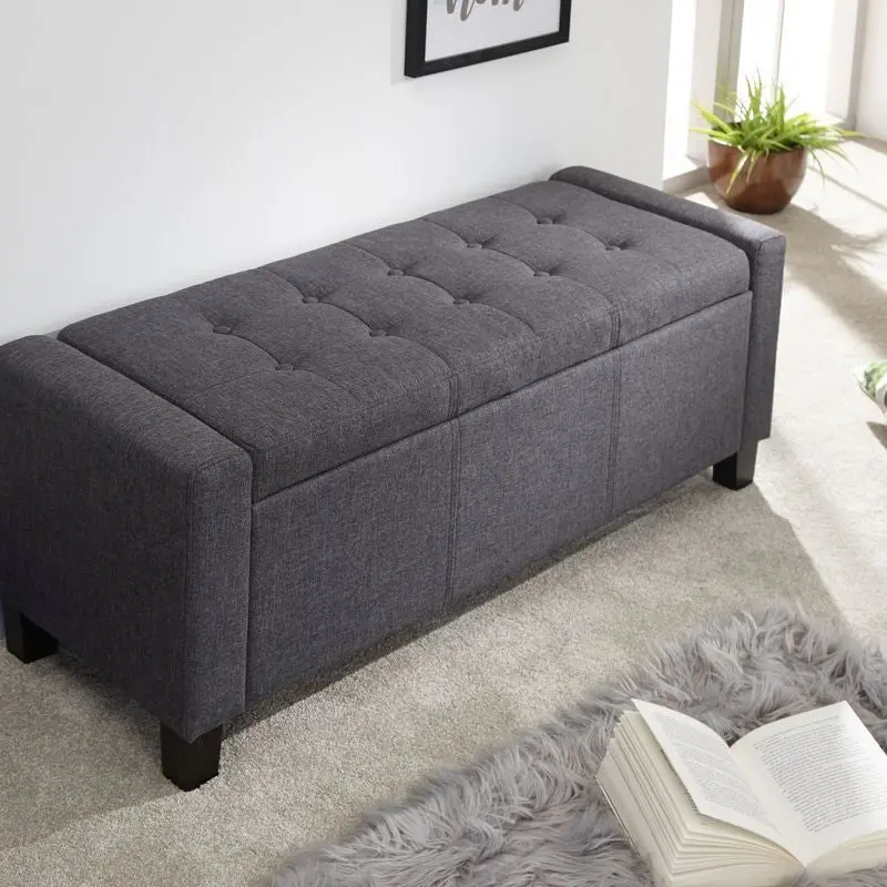 Verona Dark Grey Fabric Ottoman – Stylish Bench With Integrated Door Storage 1