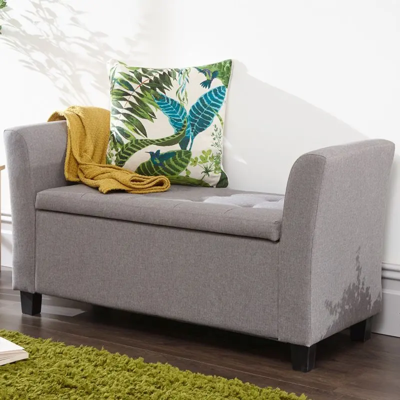 Verona Light Grey Fabric Window Seat – Comfortable Bench With Solid Frame 1
