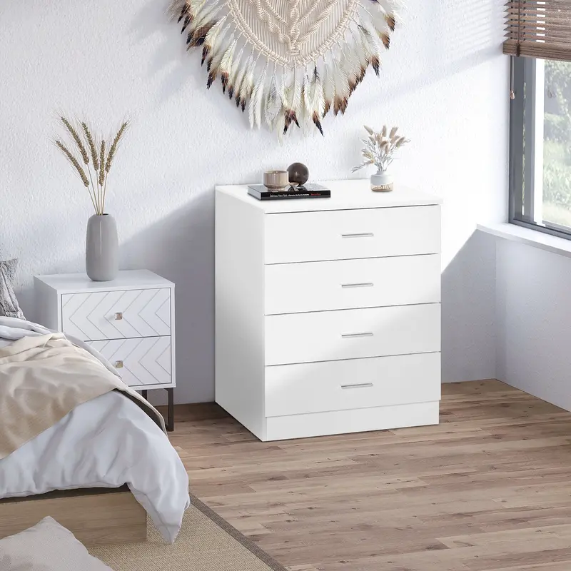 Vertical 4-Drawer Storage Cabinet – Heavy-Duty Dresser With Metal Drawer Rails And Built-In Anti-Tip Safety Bracket 1