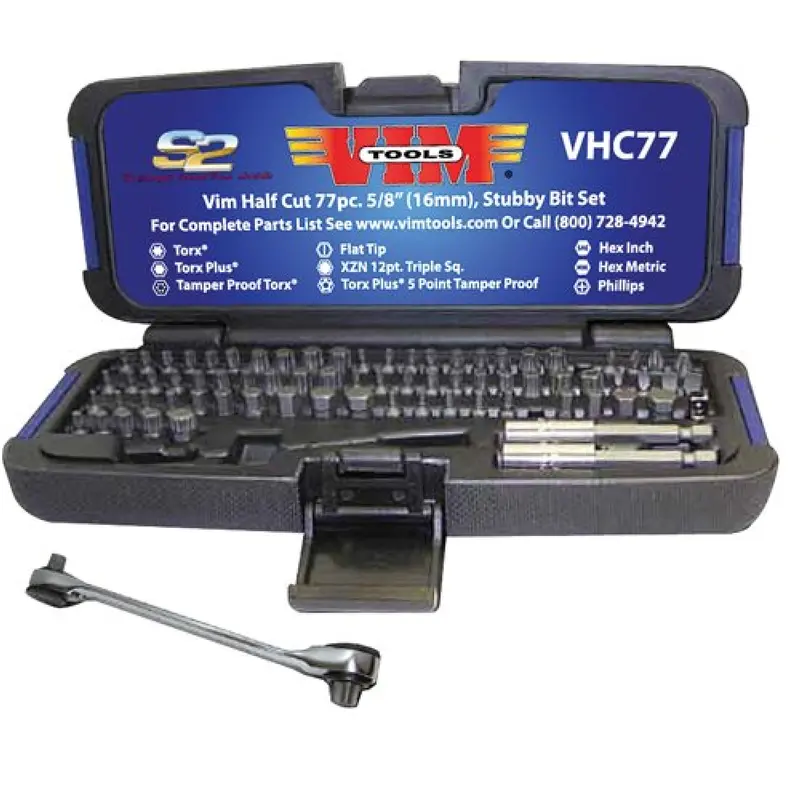 Vim Tools 77-Piece Half-Cut Hex Bit Kit For Tight-Space Access 1