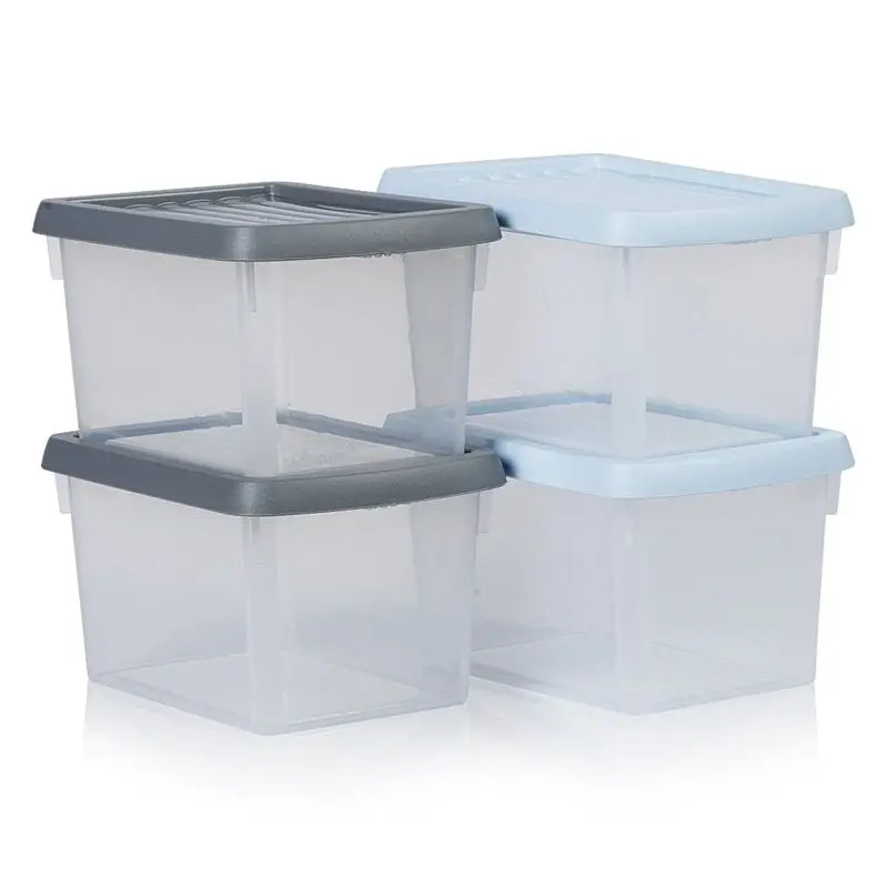 Wham Stackable Plastic Storage Boxes – 1.5-Litre Capacity, Multi-Colour Set (4-Pack) 1