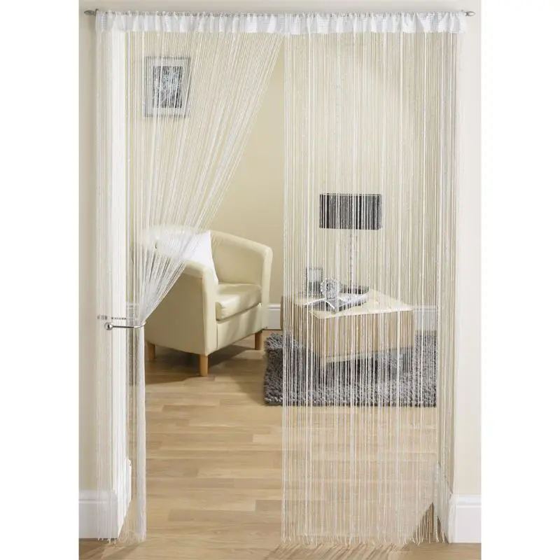 White And Silver Beaded Door Curtain – 90 X 200Cm Elegant Hanging Design 1
