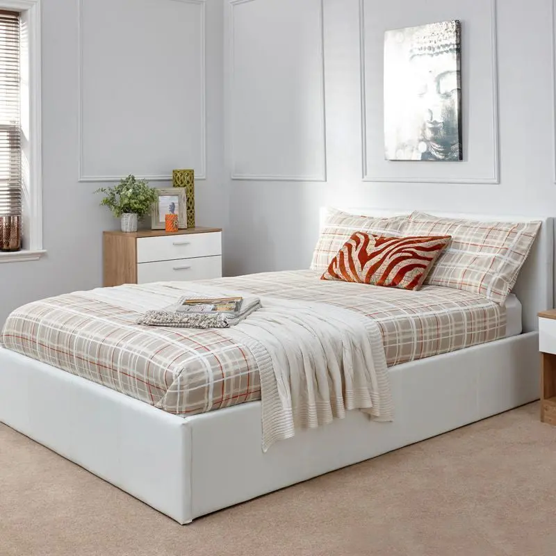 White Faux Leather Winston King Size Ottoman Bed – 5Ft X 7Ft 1