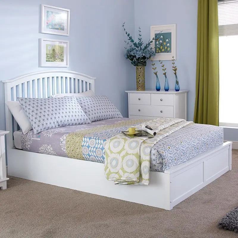 White Madrid Double Bed Frame – 5Ft X 7Ft Modern Platform Style 1