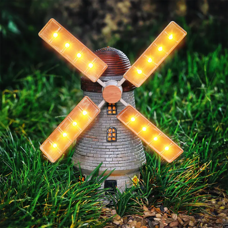 Windmill Solar-Powered Garden Light – 16 Warm White Leds, 32 Cm Tall Ornament 1