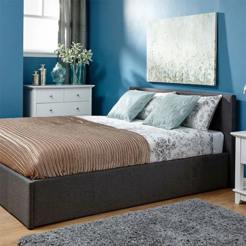Winston Double Ottoman Bed Frame – Grey Wooden Platform Base With Under-Bed Storage (5' X 7') 1
