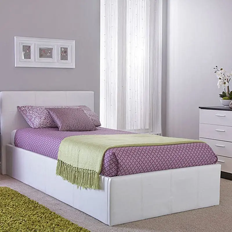 Winston Single Faux Leather Ottoman Bed – Sleek White Design, 3Ft X 7Ft 1