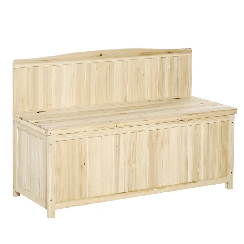 Wood-Style Patio Storage Bench – Weather-Resistant Outdoor Seating & Organiser 1
