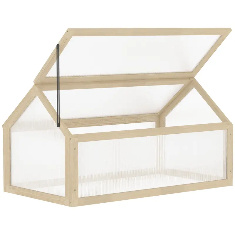 Wooden Cold Frame Greenhouse – Polycarbonate Top With Ventilated Lift-Up Cover 1