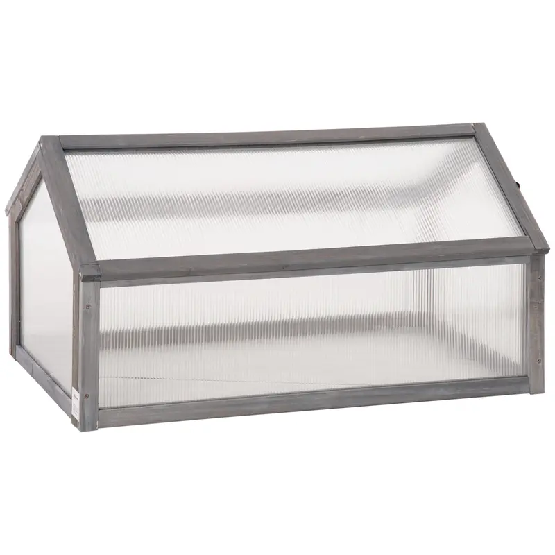 Wooden Cold Frame Greenhouse With Polycarbonate Cover And Hinged Top For Seedlings 1