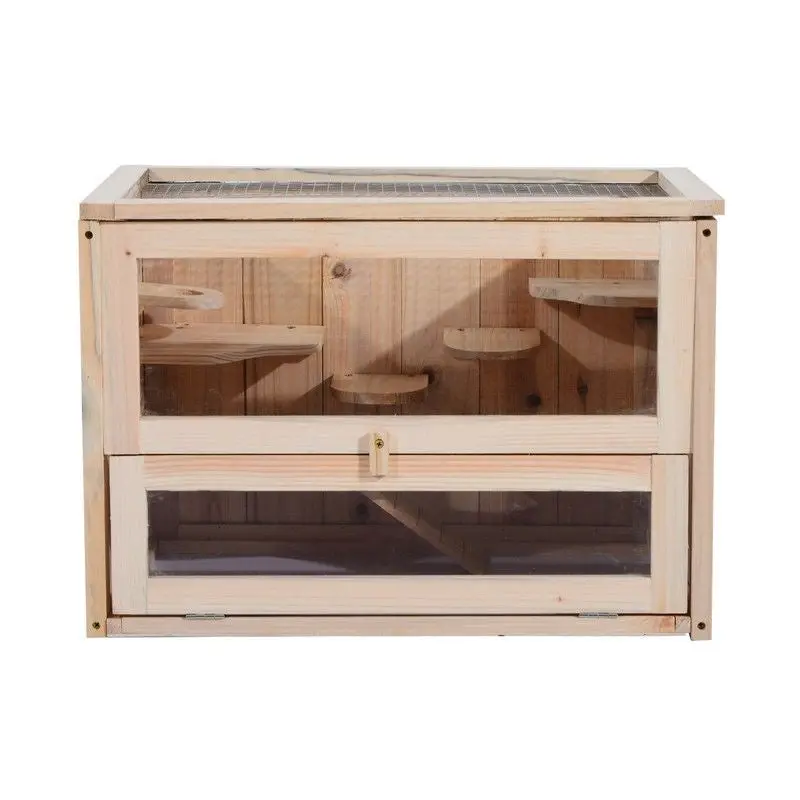 Wooden Hamster Cage – 60X35X42 Cm Rodent Habitat With Exercise House 1