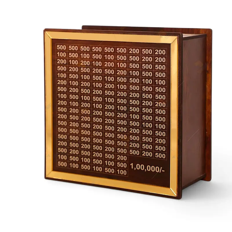 Wooden Money Saving Box – Stylish & Durable Piggy Bank For Kids, Adults & Collectors (20 × 20 × 7 Cm) 1
