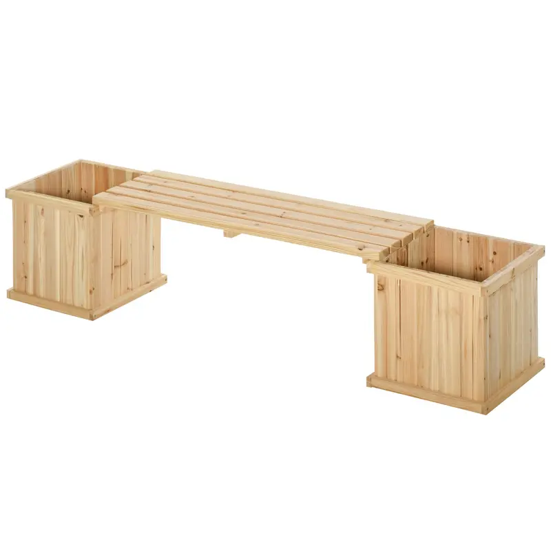 Wooden Planter-Bench Hybrid – 37L Raised Garden Bed With Seating Function 1