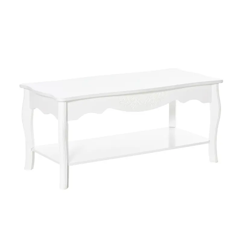 Wooden Two-Layer Coffee Table – Modern Tea Table With Under-Shelf Storage 1