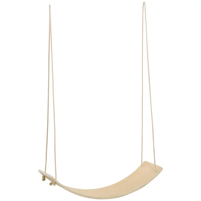 Wooden Wobble Balance Board – Stability Trainer With Integrated Ropes 1