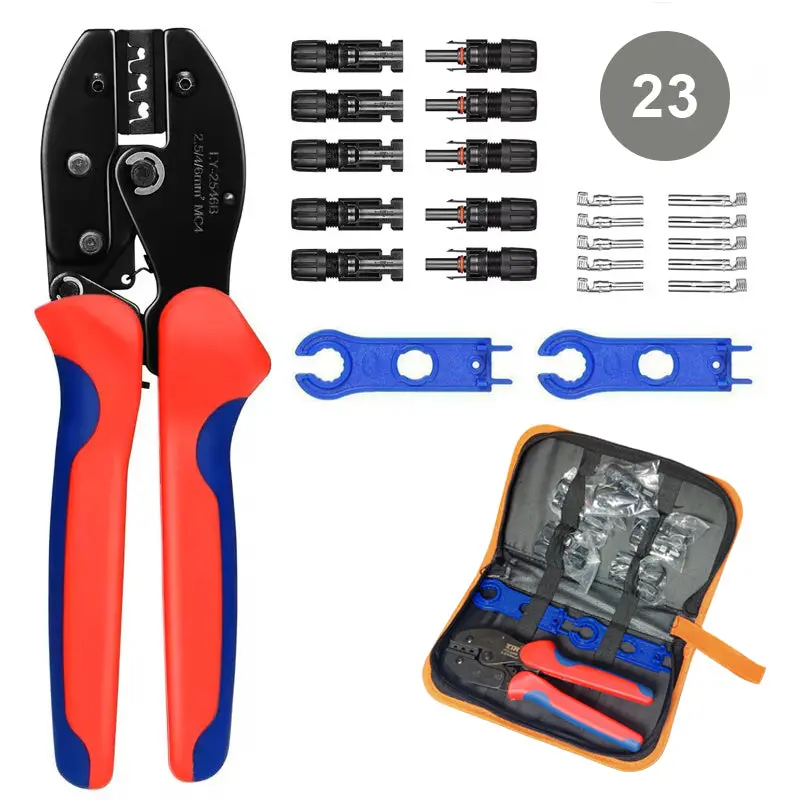 Yth-2546B-23 Solar Crimping Tool Kit – Mc4 Connector Set With 5 Male/Female Terminals & Crimping Pliers 1