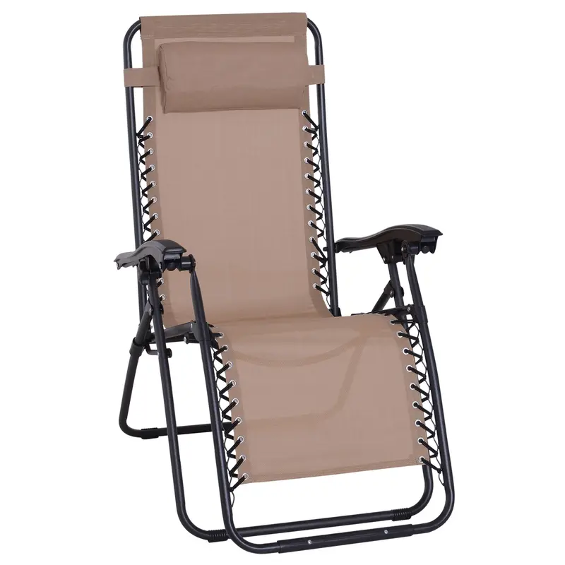 Zero Gravity Outdoor Recliner Chair – Metal Frame, Texteline Seat, Head Pillow 1