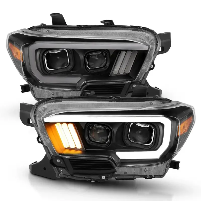 Anzo Usa 111379 Projector Headlights – Black Housing With Amber Drl Bar Design 1