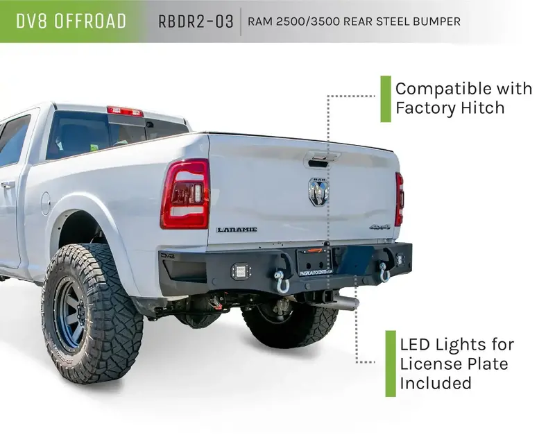 Dv8 Offroad Rear Bumper – Led-Integrated Design With Corner Steps For Ram 2500/3500 (2010–2021) 1